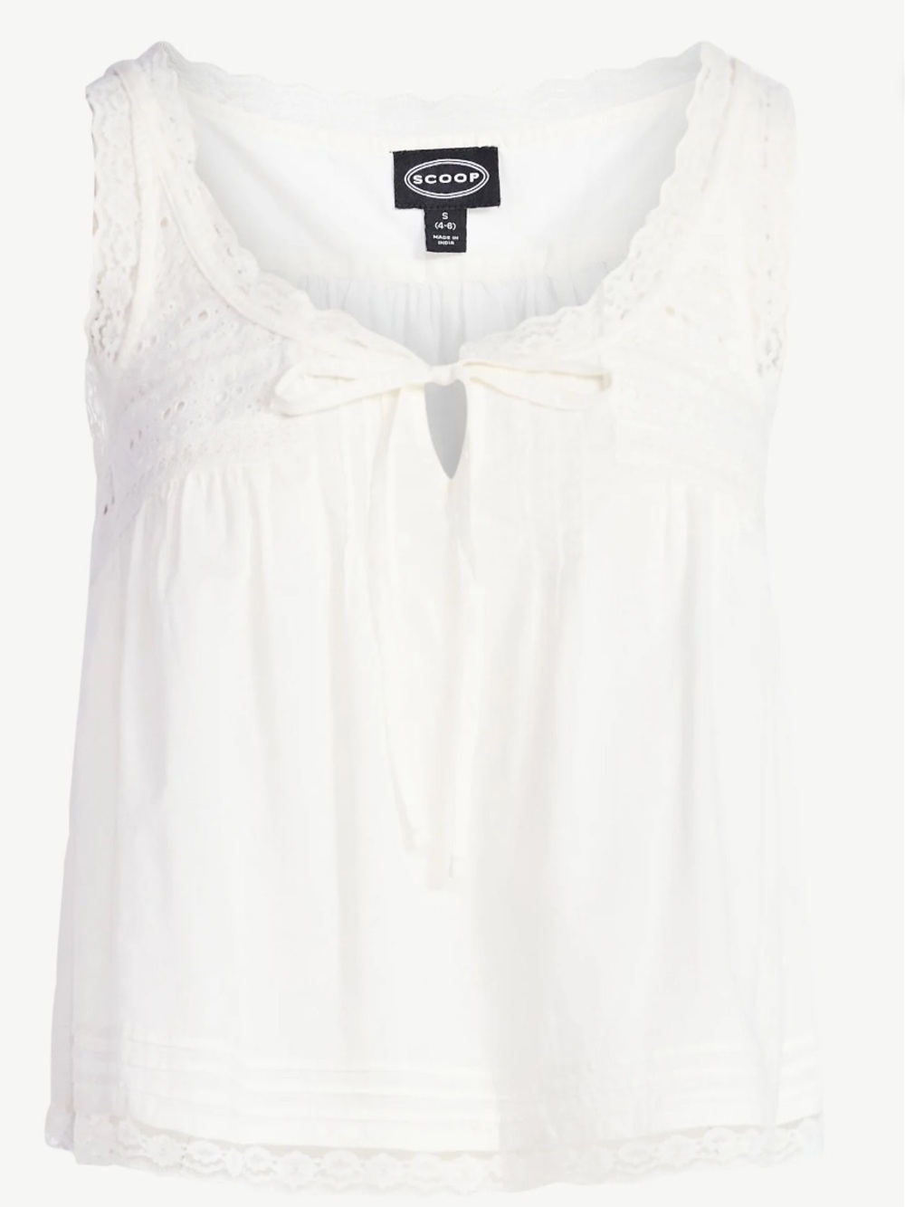 NOT FOR SALE Scoop Women's  Flowy Cotton Tank Top with Lace Trim
